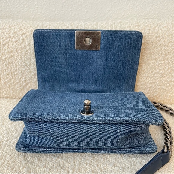 Chanel Denim Blue Quilted Small Boy Flap Purse Crossbody - Picture 11 of 16